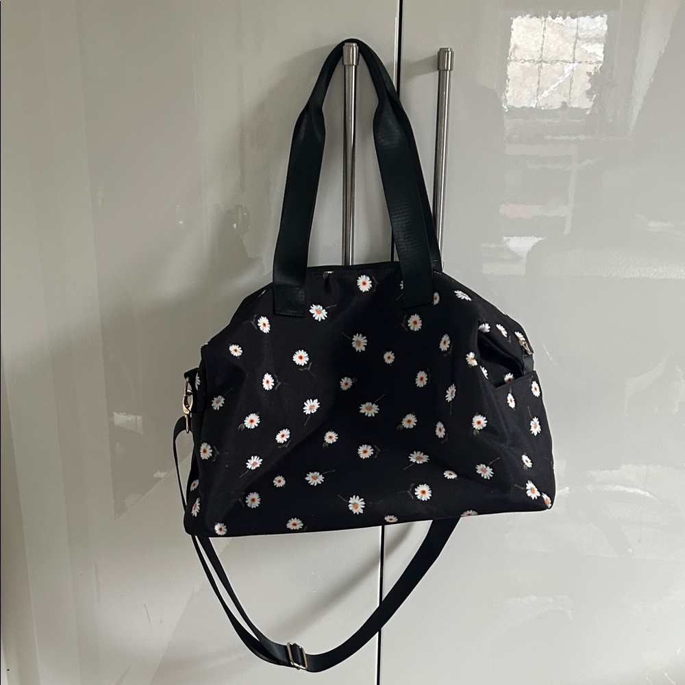 Floral Black Tote Bag